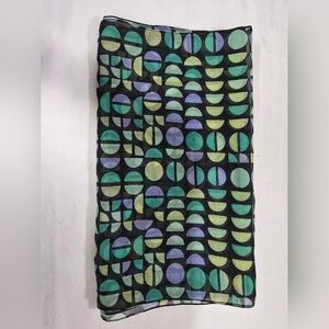 Bianca Nygård Geometric Print Polyester Scarf - Teal, Purple & Green